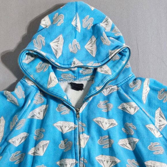 BBC Billionaire Boys Club full zip hoodie boys XL light blue with graphic - Picture 3 of 11